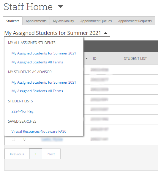 How to access saved searches from your staff home.
