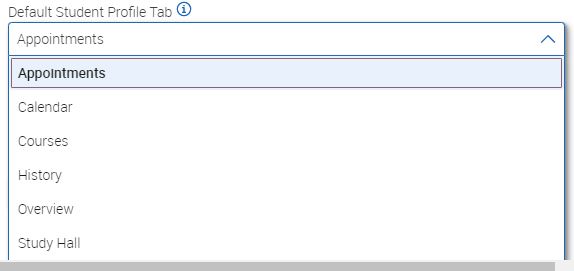 Default Student Profile Menu